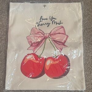 Cherry Tote Bag with Pink Bow